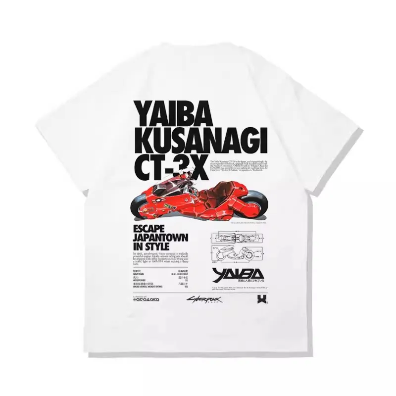 Unisex Akira Neo Tokyo Mechanical Hand Graphic T Shirt Neon Green Anime Print Oversized Cotton Short Sleeve Streetwear Tee