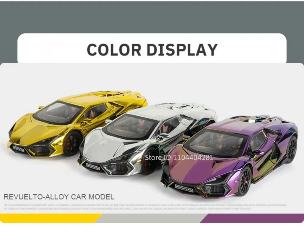 1:24 Lambor Revuelto Legierung Sportwagen Druckguss Modell Spielzeug Türen Geöffnet Sound Licht Zurückziehen Miniatur Autos Freund Urlaub Geschenk – Detail 4