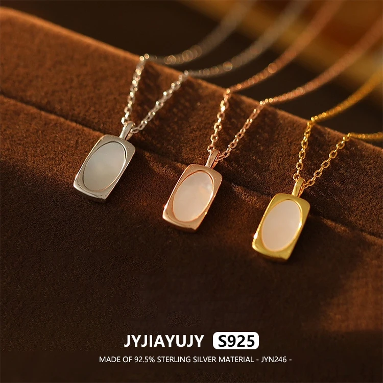 

JYJIAYUJY 100% Whole Original Sterling Silver S925 45CM Necklace Chain 11MM White Shell Fashion Jewelry Gift Daily JYN246