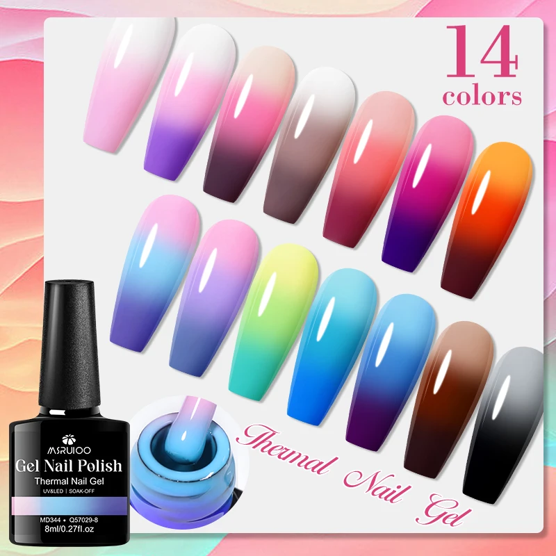 MSRUIOO 8 مللي/0.27 أوقية طلاء أظافر جل حراري للخريف والشتاء 3-Layer درجة الحرارة متدرجة تغيير ورنيش فني HEMA/TPO مجاني #4
