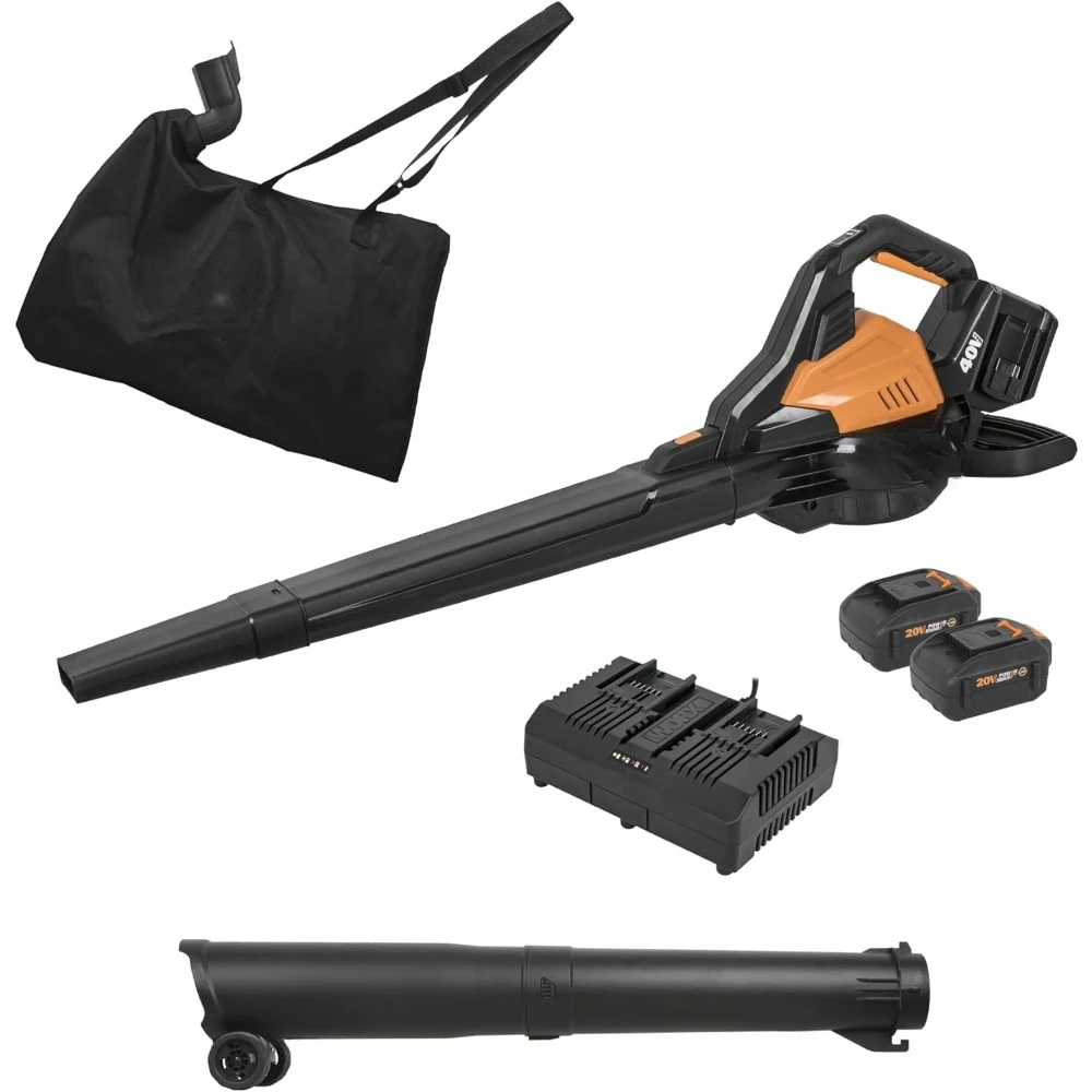 

Беспроводная воздуходувка для листьев 40 В с аккумулятором и зарядным устройством, воздуходувка 3-в-1 для газона с пылесосом и мультером, беспроводная бесщеточная воздуходувка для листьев