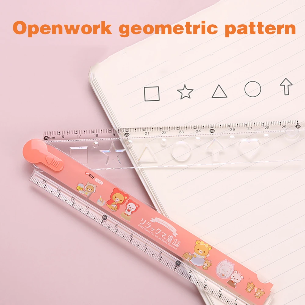 Kawaii Cartoon Bear Folding Straight Ruler 30cm Measuring Cute Stationery Multifunction DIY Drawing Tool School Office Supplies