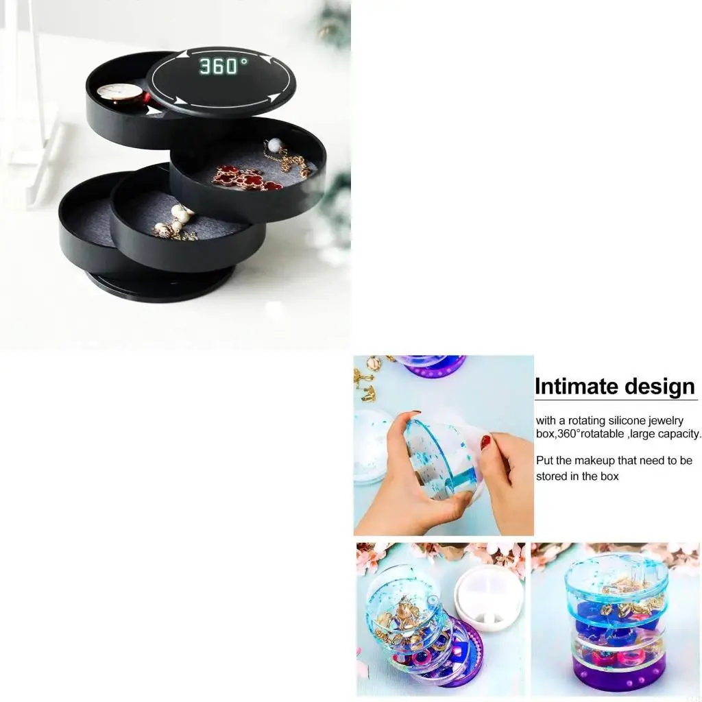 علبة تخزين مجوهرات دوارة متعددة الطبقات من السيليكون لخاتم الأساور
