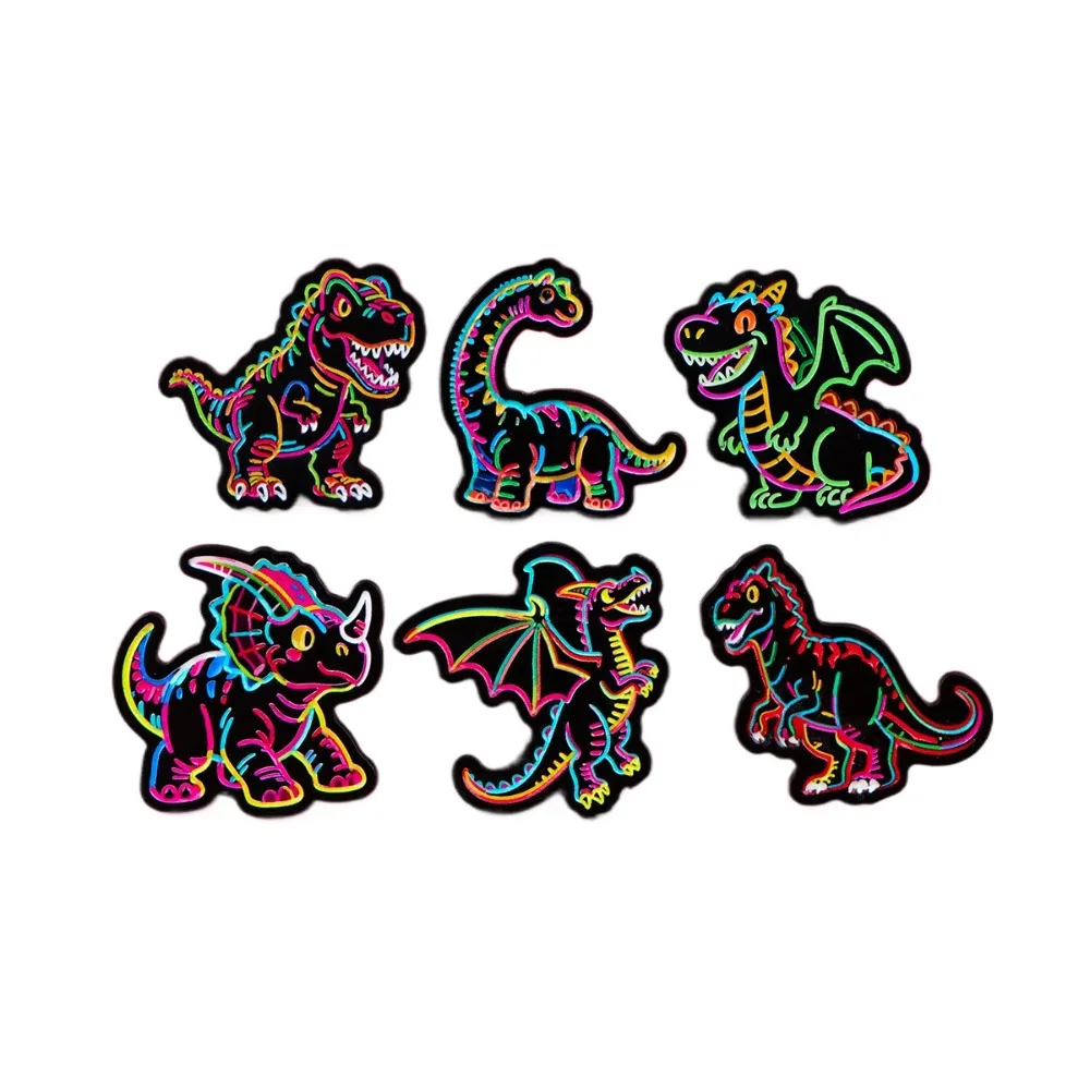 Neon Glow In Dark Dinosaur Enamel Pins Colorful Dino Lapel Pin Badge Noctilucent Prehistoric Brooch Backpack Jacket Fans Decor