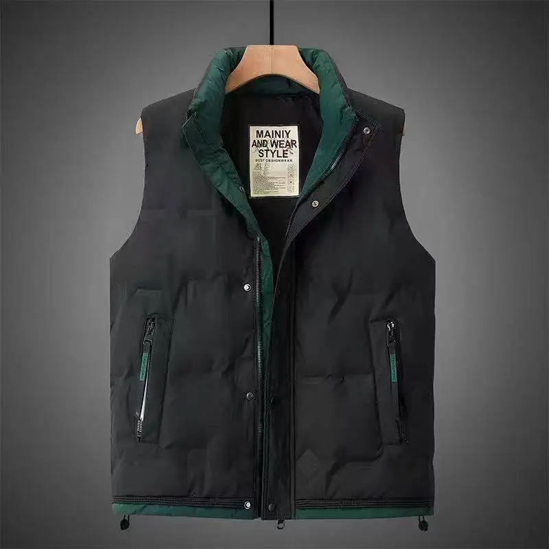 

Мужской повседневный модный пуховый жилет: теплый, универсальный, зимняя верхняя одежда, приталенный крой, городской стиль, на молнии, утолщенный