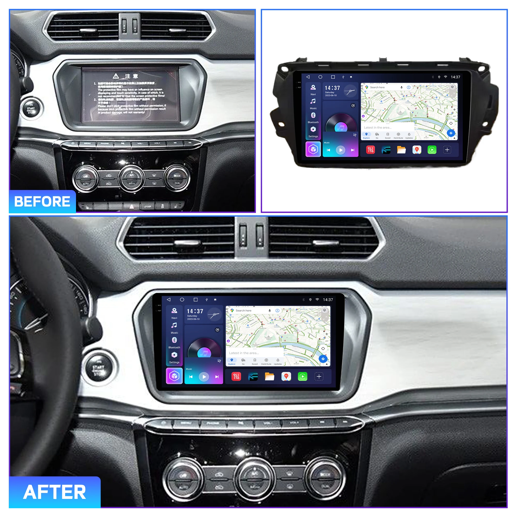 Penhui Android Car DVD Player 2 Din for Great Wall Haval H2 2016-2018 Blue Label Multimedia Screen with DSP, Bluetooth, CarPlay