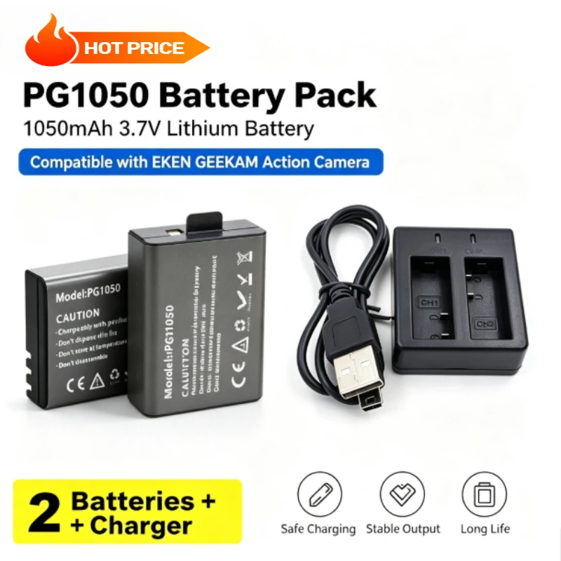 3.7V 1050mAh PG1050 Rechargable Li-ion Battery For SJ4000 SJ5000 SJ6000 WIFi SJCAM Sport Action Camera DV SJ Dedicated Battery