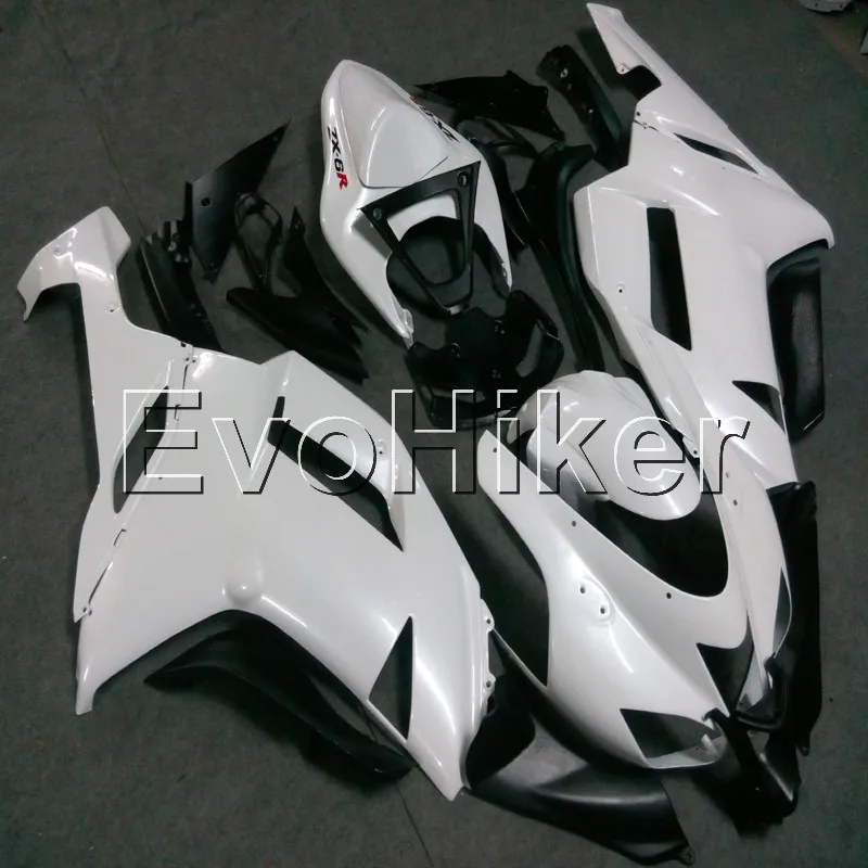 

Комплект кузова из АБС-пластика для ZX6R 2007 2008, белый ZX 6R 07 08, комплект кузова, обтекатели мотоцикла