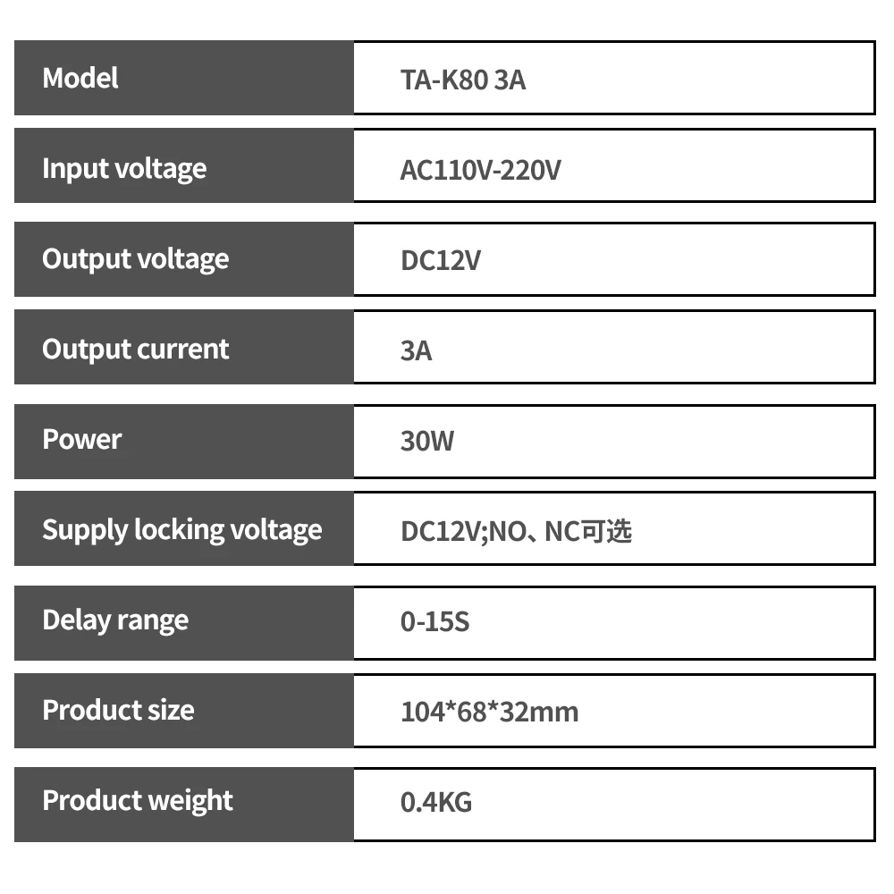 110-240VAC to 12VDC 3A Access Control Power Supply Controller Switch For Door Access Control System/Video Intercom System K80