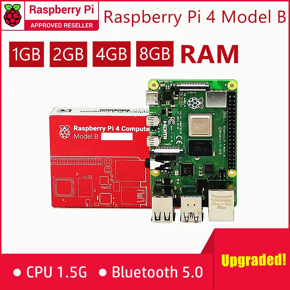 Official Original Raspberry PI 4B Board Raspberry Pi 4 Model B Controller Board Demo Board RAM 1GB/2GB/4G/8GB 4 Core CPU 1.5Ghz