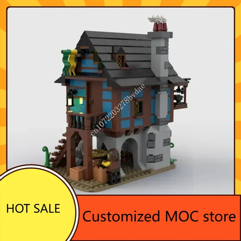 Alley medievale Negozio di fabbro MOC Architettura creativa Castello Modello Building Blocks Architettura Modello di assemblaggio Giocattoli Regalo