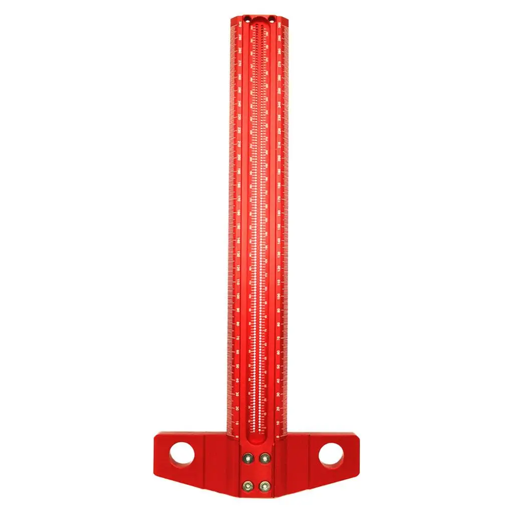 Scribing Ruler Aluminum Alloy Woodworking Measuring Tools Line Drawing Marking Gauge for Vertical Line Right Angle Carpentry Red