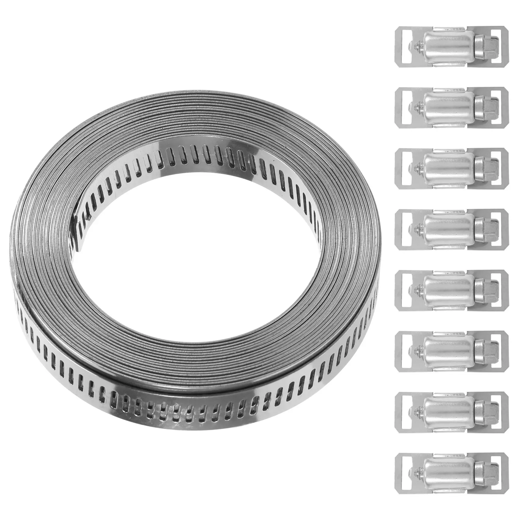 Collier de serrage à vis sans fin en acier inoxydable 304, sangle de serrage avec attaches, collier de serrage de tuyau de bricolage réglable, collier de serrage de conduit, 11.5 pieds