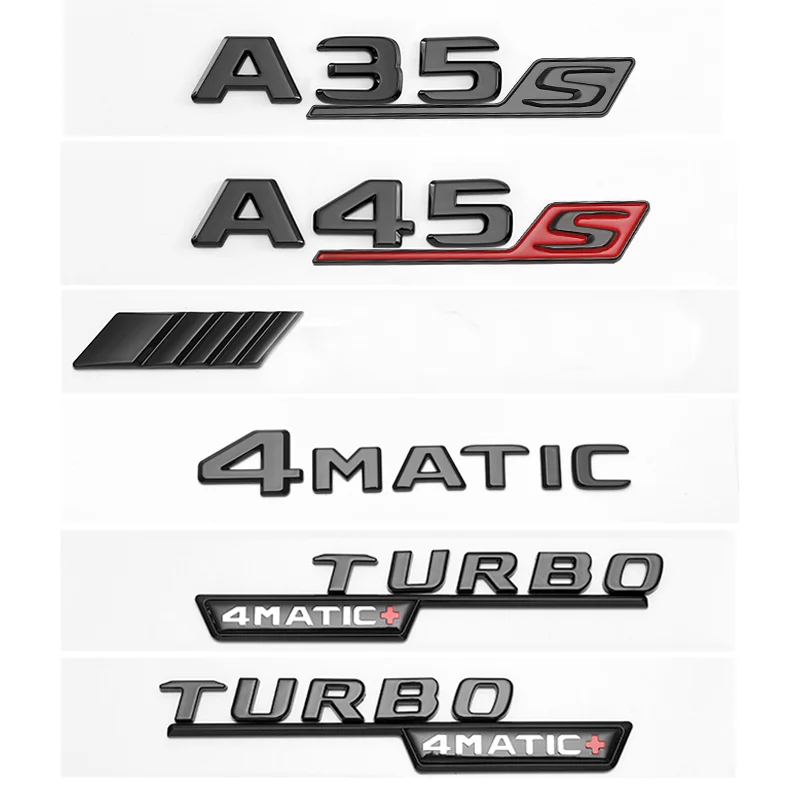 

3D ABS Glossy Black Letters A35 A45 A45S Turbo 4matic Emblem for Mercedes Benz AMG Car Fender Trunk Rear W176 W177 Logo Sticker