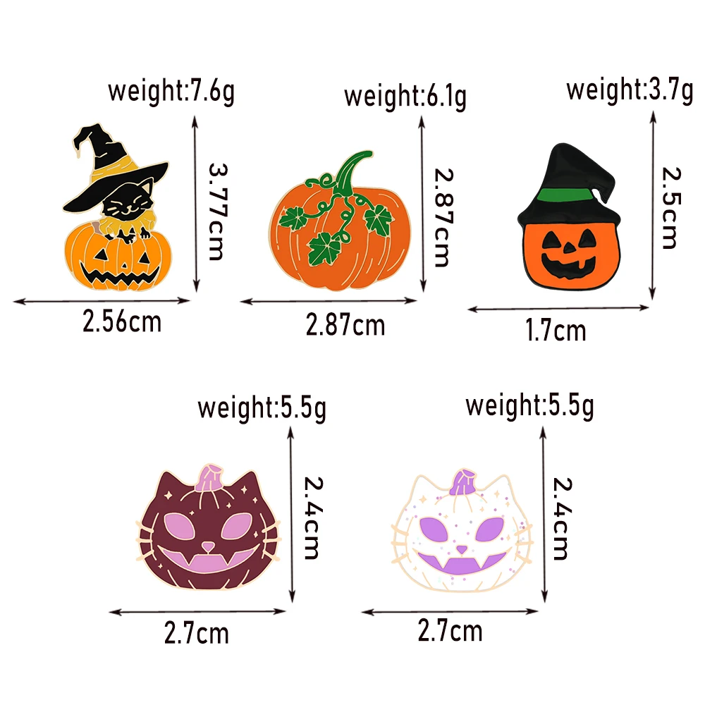 Funny Halloween Enamel Pins Cute Smile Pumpkin Ghost Brooches Clothes Lapel Pin Accessories Bag Metal Badge Gift for Kids Friend