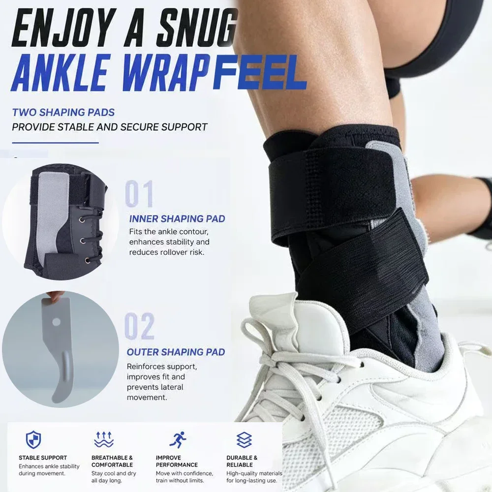 1Pcs Lace Up Ankle Brace for Men Women, Adjustable X-Strap Ankle Support Side Stabilizers for Sports and Daily Use