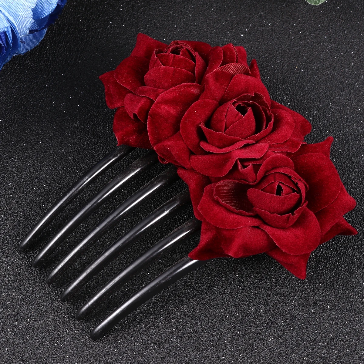 

Rose Hair Comb Elegant Pearl Clip Floral Accessories Wedding Bridal Party Bridesmaids Haircomb Red Headpiece Beautiful Charm