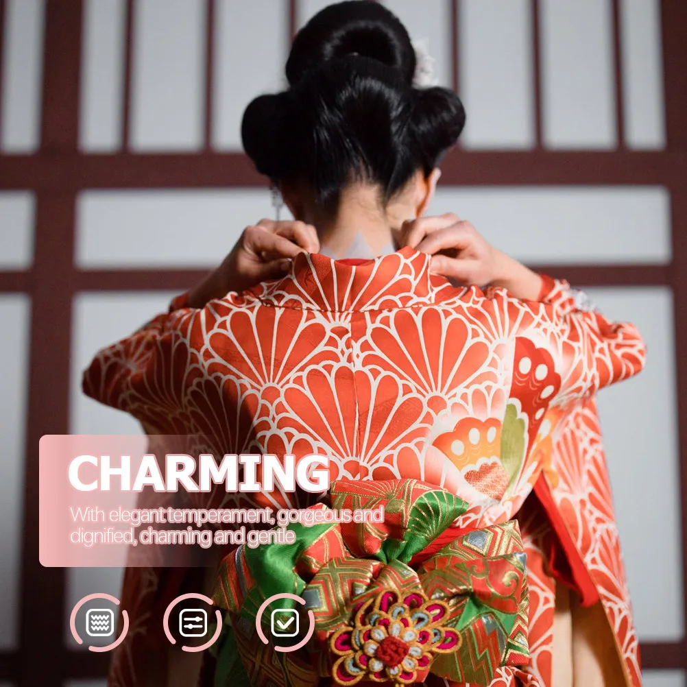 

Заколка для волос в японском стиле «Цветок кимоно» с кисточкой, женское украшение для волос из сплава и ткани, нескользящая, элегантная, винтажная, декоративная