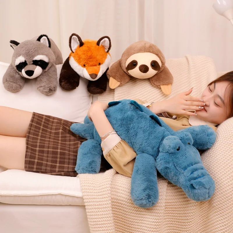 Hot Cute Crocodile Stuffed Animal Toy Kawaii Fox Pillow Sloth Doll Raccoon Doll Children's Birthday Gift Home Decoration