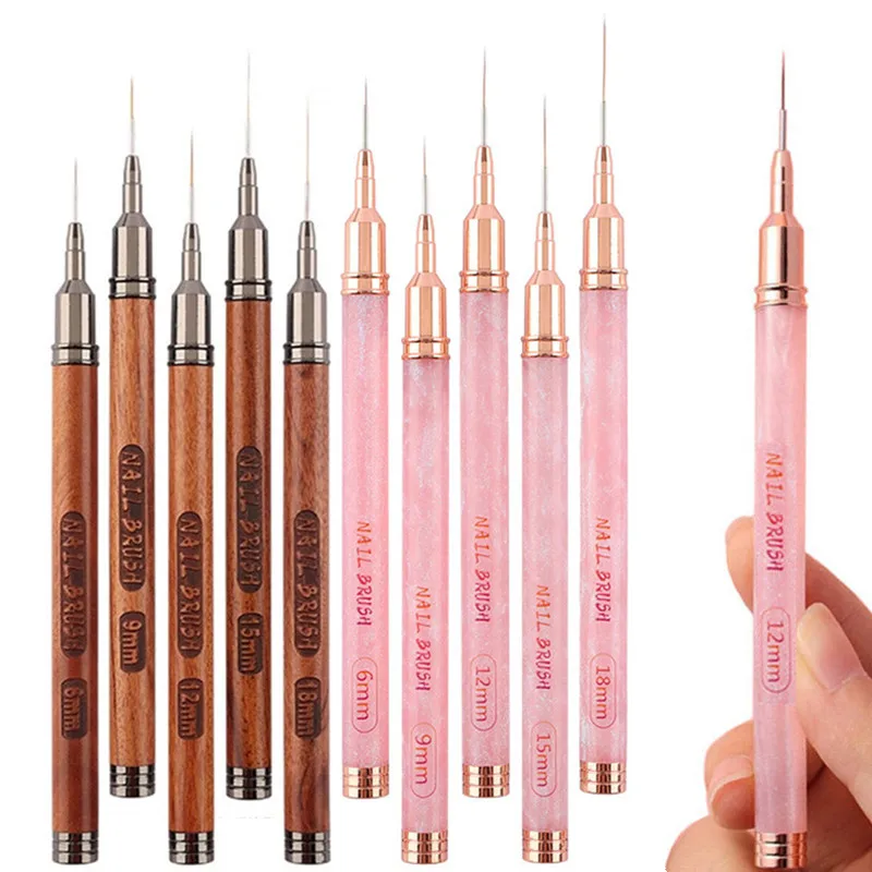 

2PCS Nail Art Liner Brushes Gel Nail Brush Gel Nail Polish Painting Brush Nail Art Design Brush Pen Set Drawing Pen