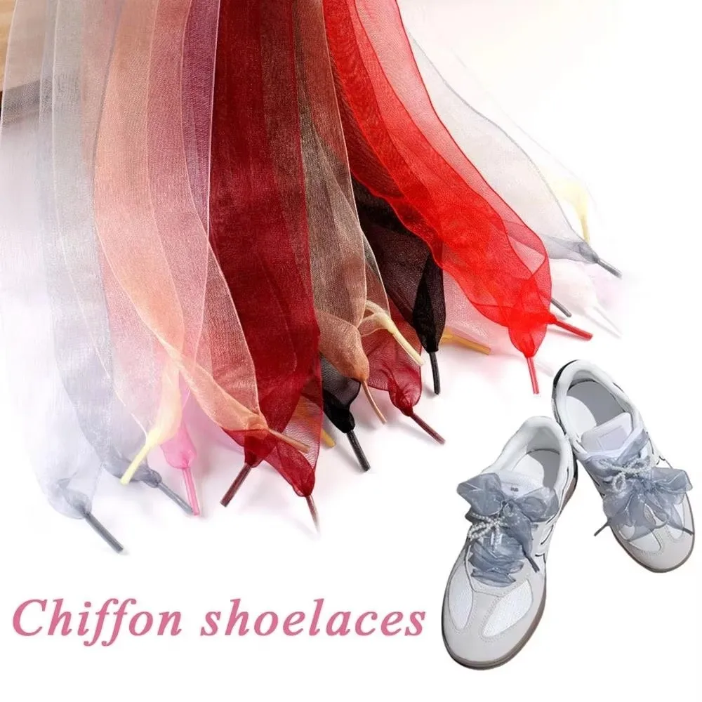 

Новые шнурки из шифоновой пряжи шириной 4 см, длина 120 см, кроссовки, веревочные шнурки, плоские шелковые шнурки, сменные шнурки
