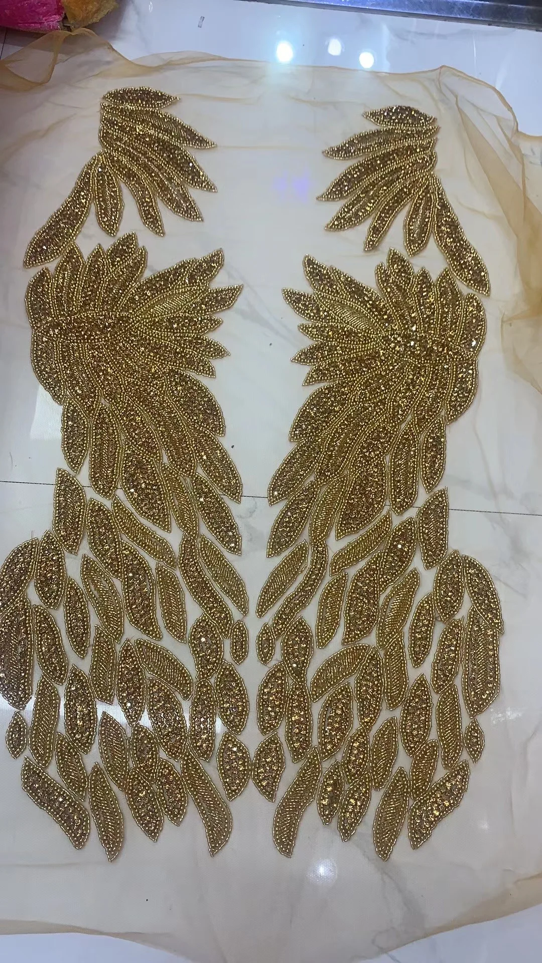 

New Gold Wedding Crystal Rhinestone Collar With Tassels Appliques Neckline Fringe Trim Lace Diy Dress Accessories handmade Iron