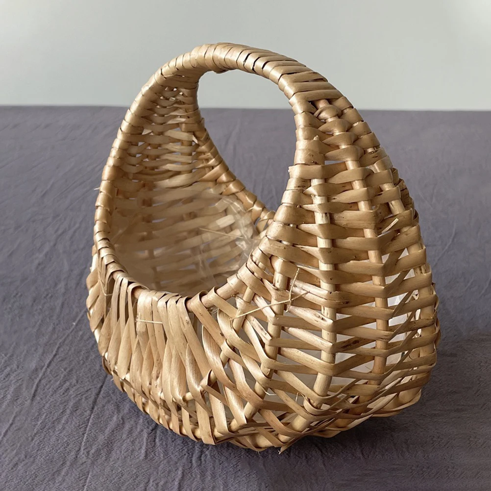 

Rattan Woven Basket for Flower Arrangement Handheld Delicate Natural Portable Multi-purpose Storage Home Decor