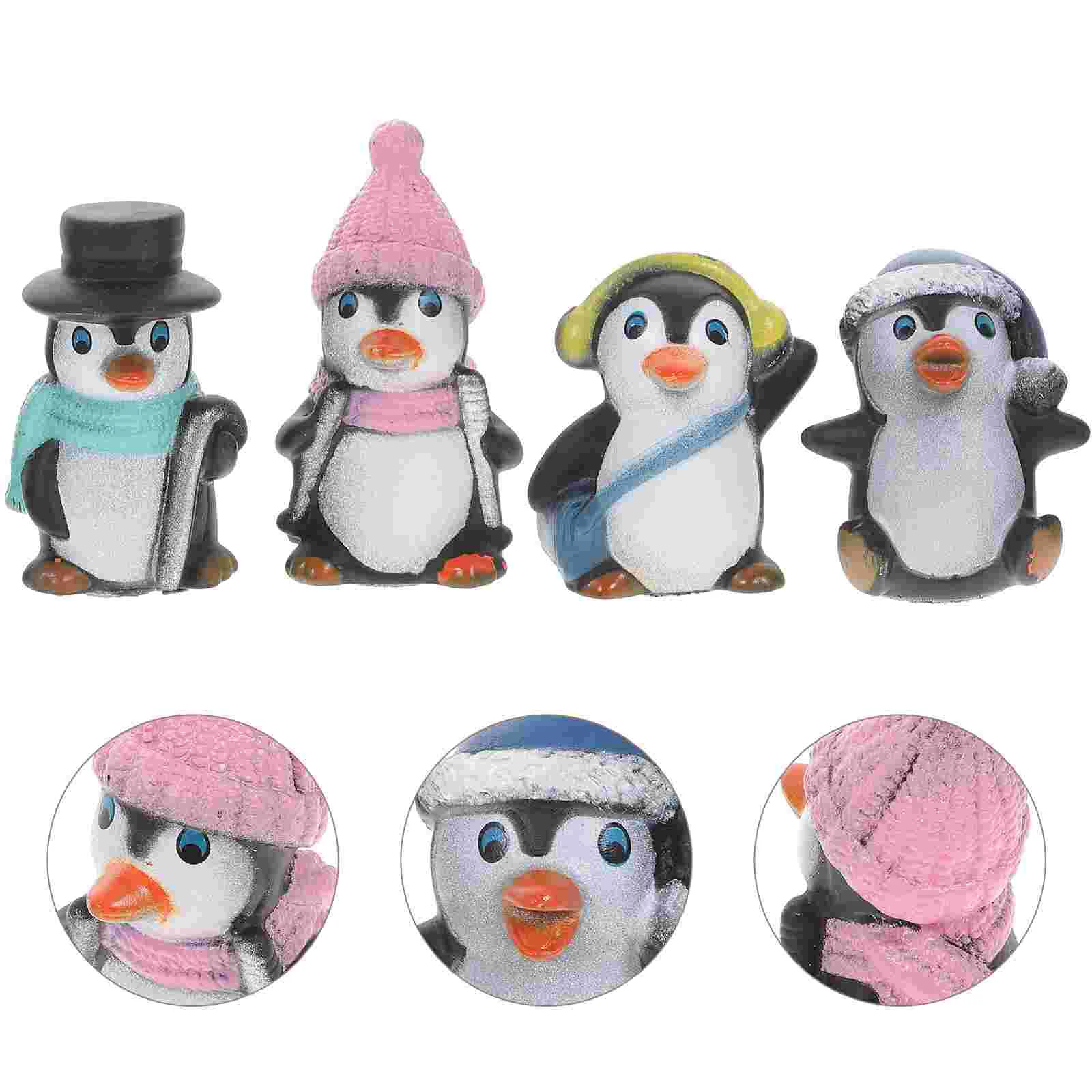 12 Pcs/3sets Penguin Lanscape Decor Plant Desktop Ornament Bonsai Tool Christmas Cake Decorations Mini Cartoon