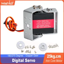 25kg.cm Digital Servo Metal Gear Robotic Servo 6V 180 degree double-shaft Waterproof IP66 with Long/Short Straight U Mouting
