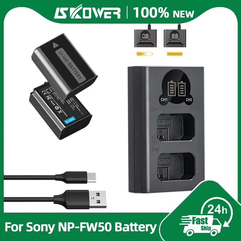 NP-FW50 Battery for Sony Camera A5100 A6000 A6100 A6300 A6400 A6500 A7II A7RII A7SII NEX-3 5 7 ZV-E10 RX10 NPFW50 Dual Charger