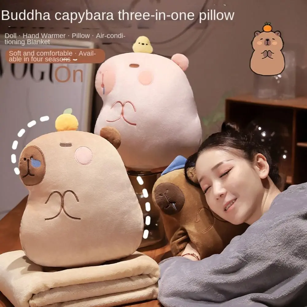 Stuffed Toys Cartoon Capybala Sleeping Pillows Anime Soft Dolphin Throw Pillow Cute Portable Dolphin Plush Blanket Dormitory