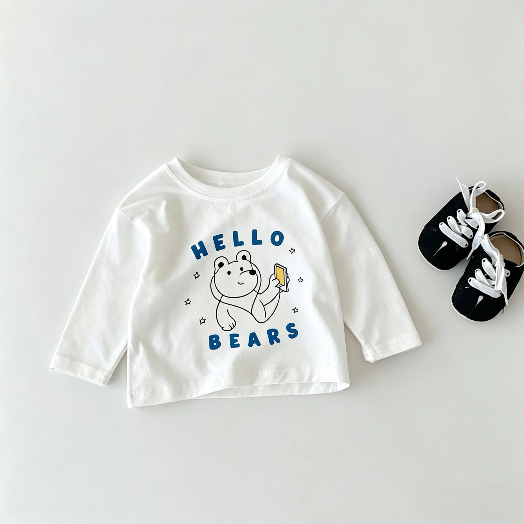 1-7 Age Children's Wear Long Sleeve T-shirt Tops Spring Autumn Clothing Loose Casual Baby Girl Boy Base Shirts Crewneck Blouse