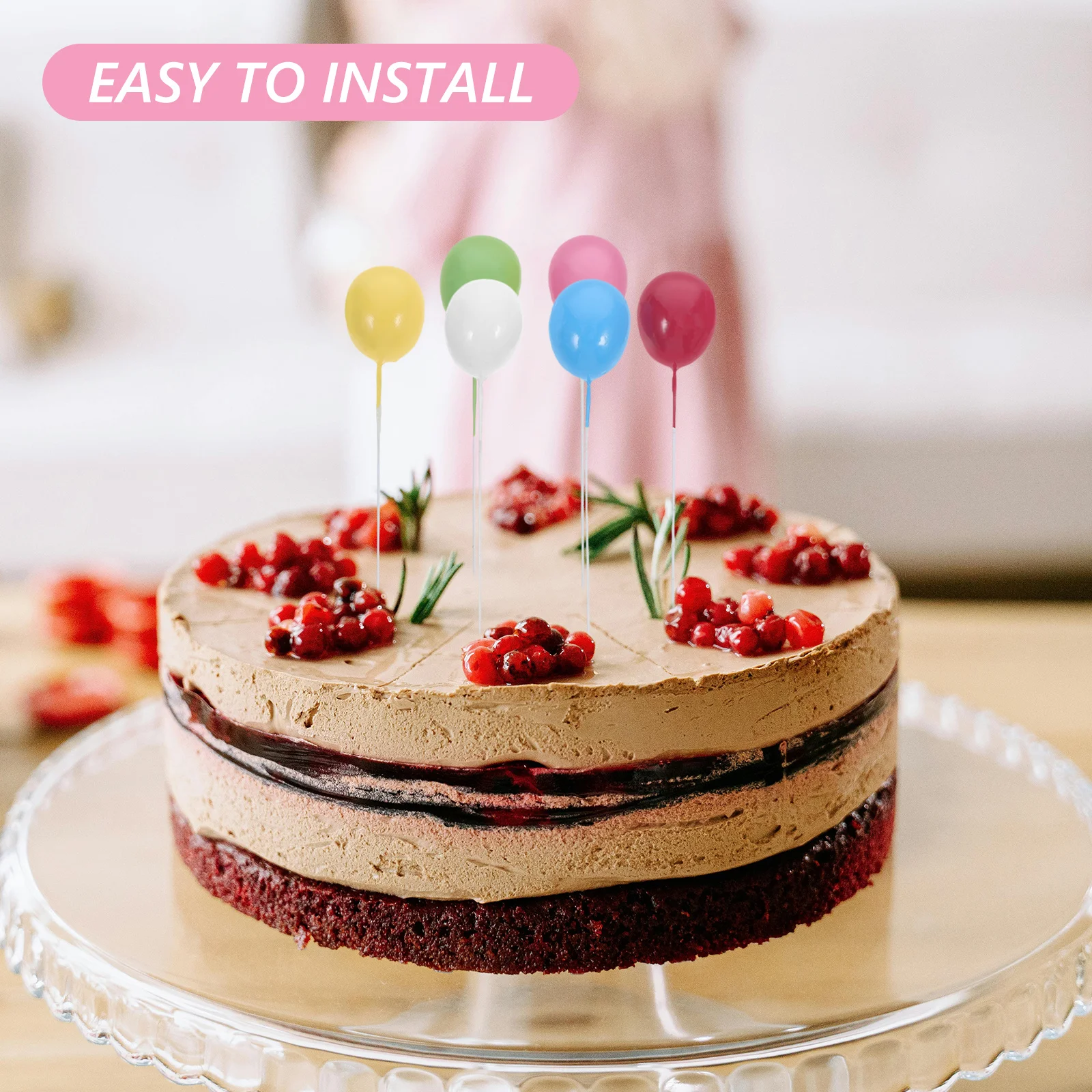 

12Pcs Birthday Cake Topper Light Weight Balloon Cupcake Toppers for Easy Inserting Into Cakes Party Photo Prop Decoration