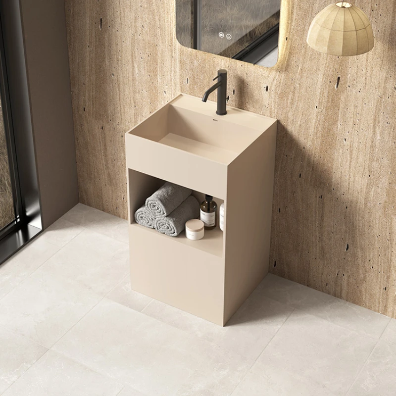 

Square front space storage column basin artificial stone outdoor indoor bathroom washbasin