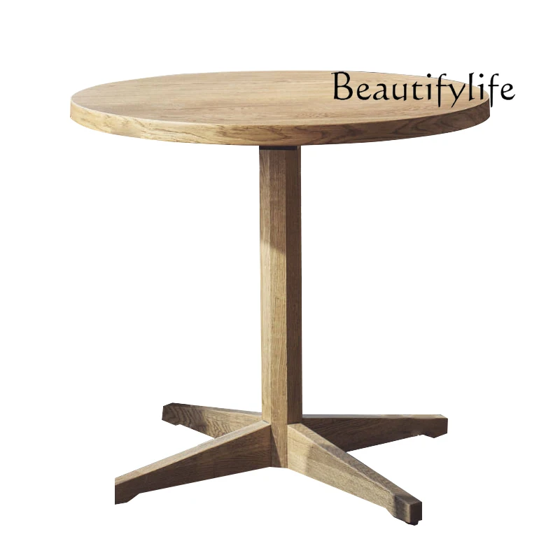 Mid-Ancient Solid Wood Coffee Table Eight-Immortal Table Oak Small  Restaurant Quiet Style Leisure Small Dining Table