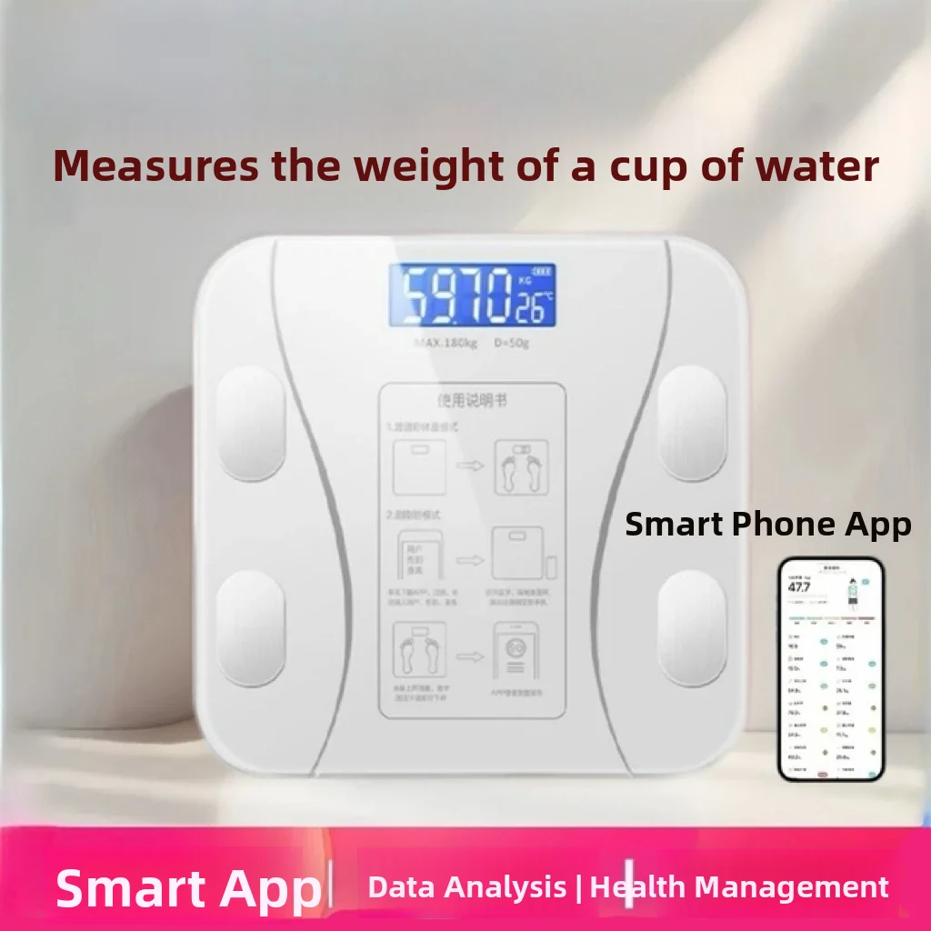 

Электронные весы для измерения жира в организме, высокоточный прибор для контроля веса и здоровья, для домашнего использования, измерение ИМТ, умное Bluetooth-подключение, зарядка.