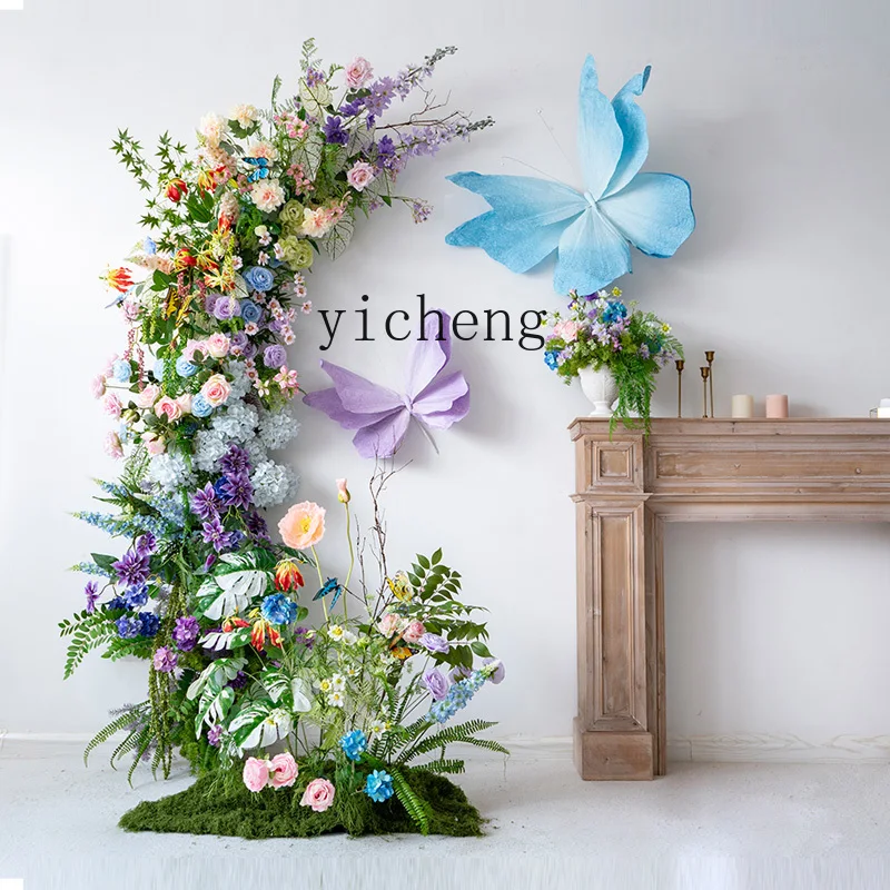 

ZYA Wall Hanging Decoration Artificial Fake Flowers Photography Background Birthday Party Wall Arrangement Forest Style Flowers