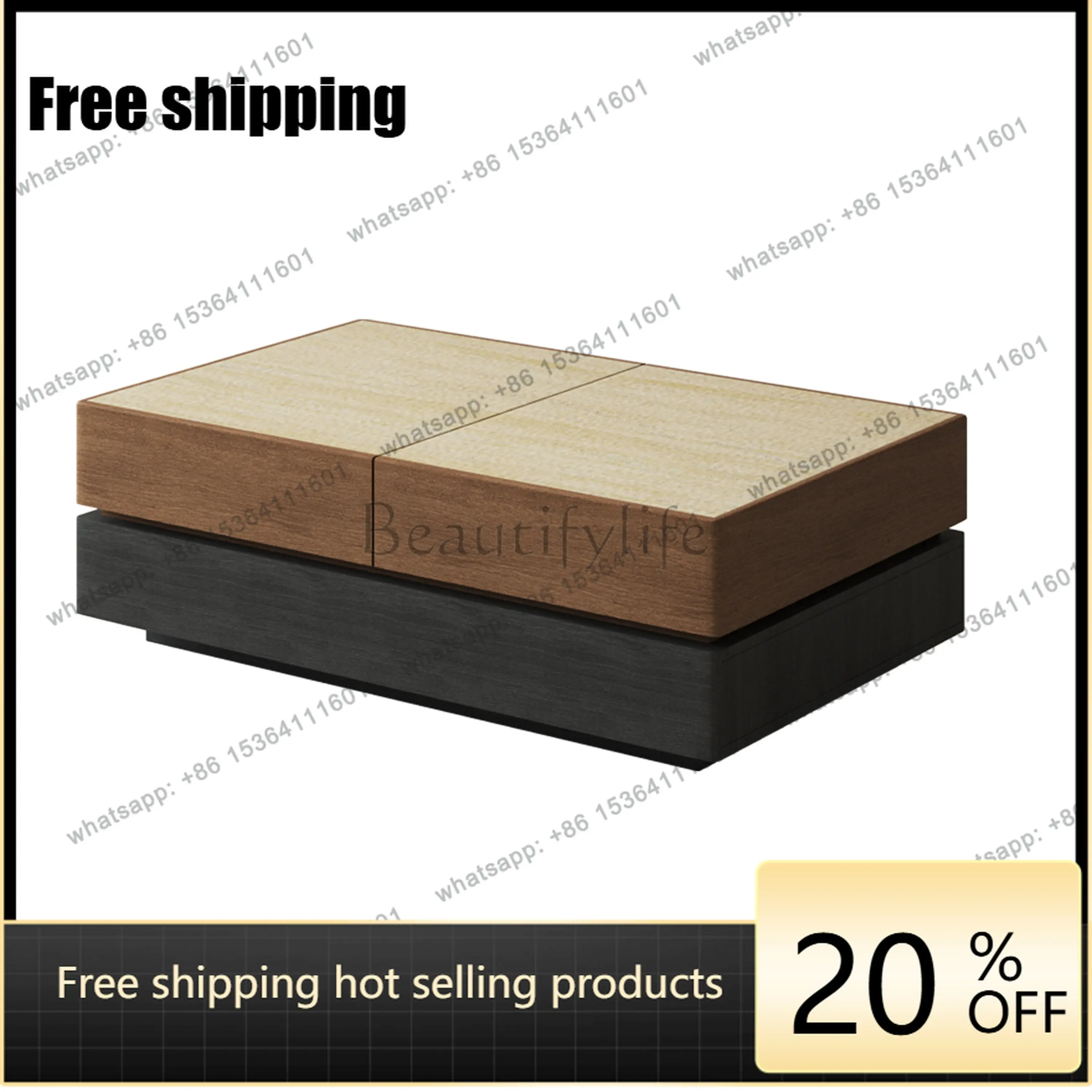 PG solid wood rock slab modern simple telescopic multi-functional medium and ancient style small apartment home coffee table