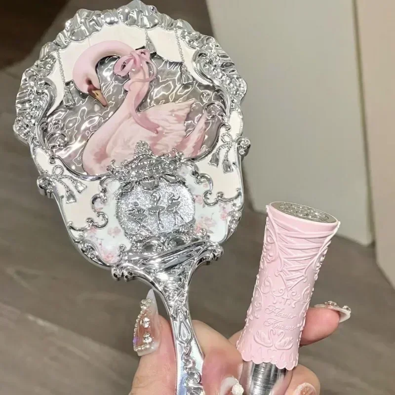 Flor sabe cisne Ballet espejo de mano espejo de maquillaje portátil niñas habitación decoraciones de escritorio para amigos regalo de cumpleaños