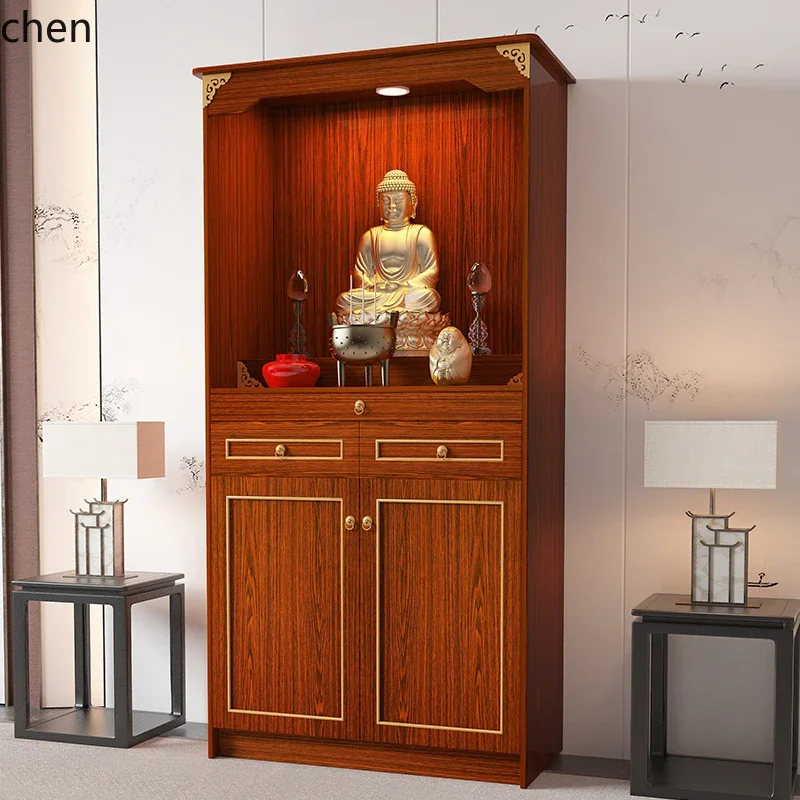 Vertical Cabinet Fireproof And Moisture-proof Aluminum Alloy Guan Gong Supply Table Guanyin Bodhisattva Buddha CabinetX28-1