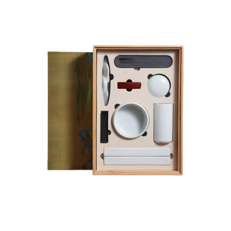 Bamboo Four Treasures Gift Hamper, Full Calligraphy Kit‑Landscape & Four Gentlemen Theme Art Supply Set