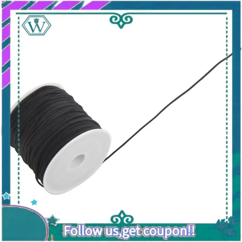 

A09P 2 Roll 24M Long Black Round Elastic Beading Thread Cord 1Mm