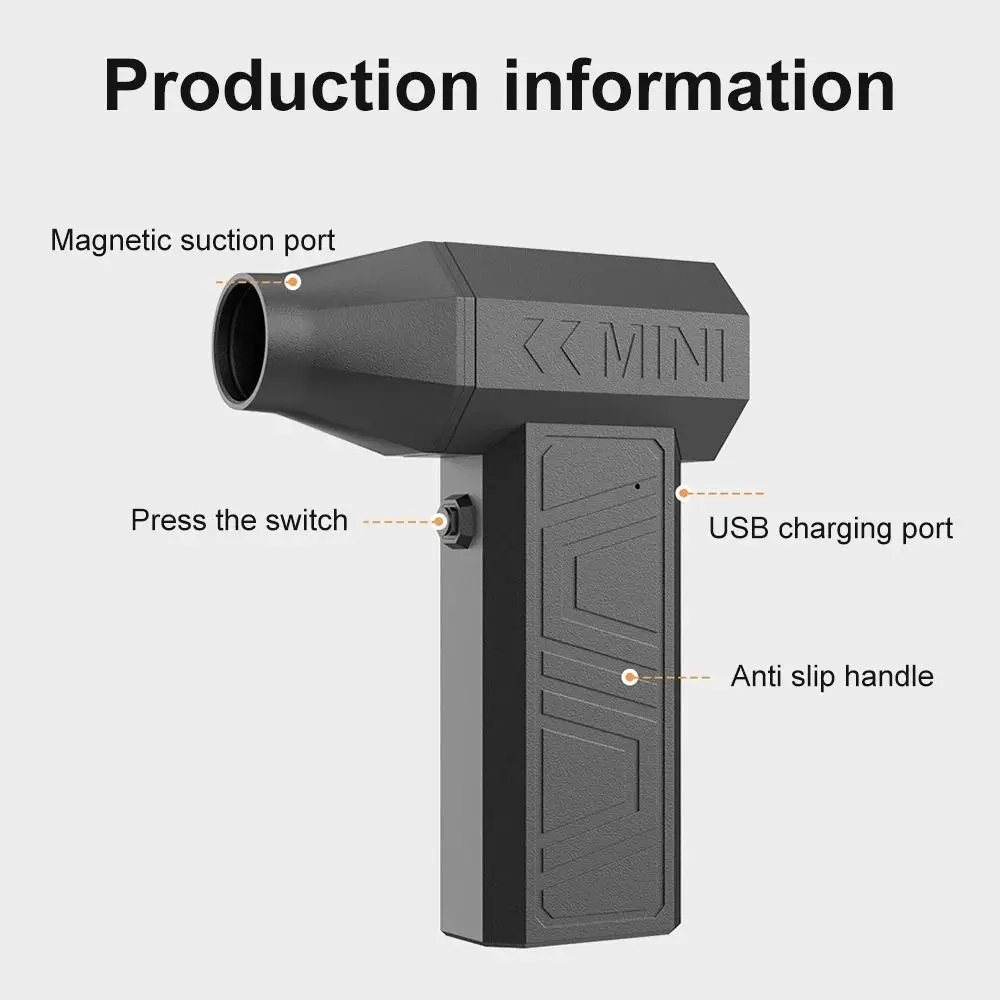 

130000RPM Mini Turbo Jet Fan 4000mAh High-speed Electric Air Duster Brushless Motor Powerful Airflow Handheld Violent Fan Car