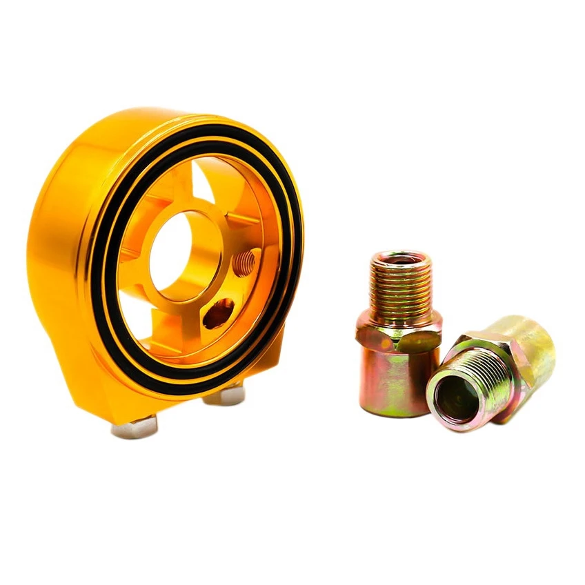 

Car Universal Oil Filter Cooler Sandwich Plate Adaptor M201.5 and 3/4-16 Sandwich Adapter Oil Gauge TT100337(Gold)