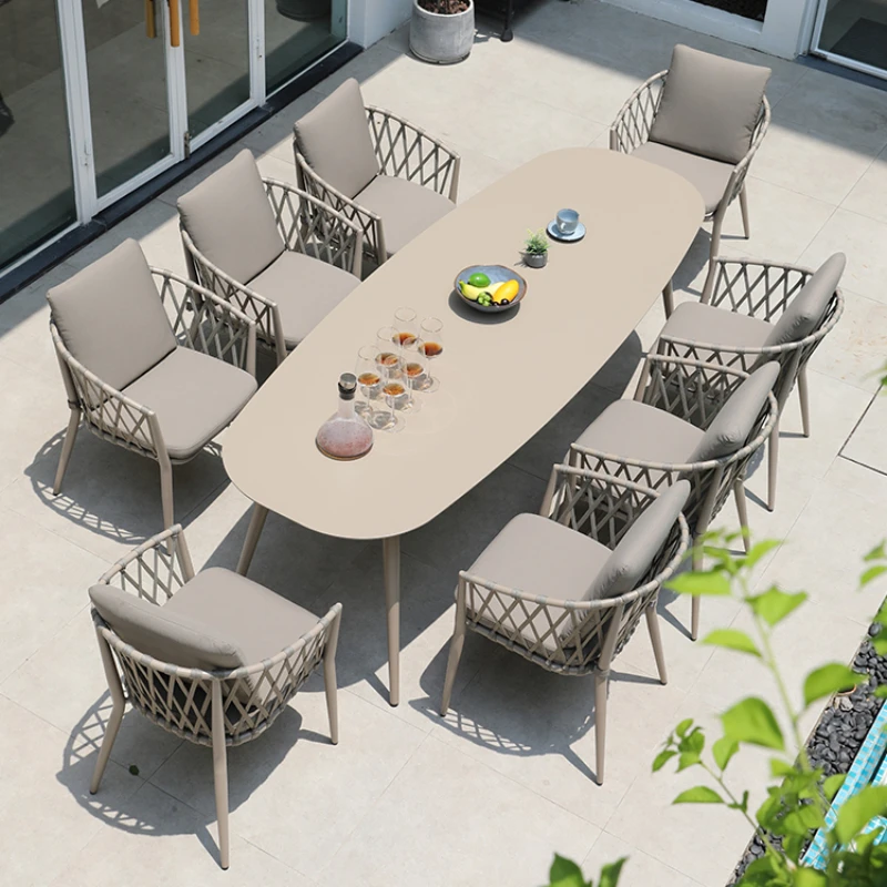 

Outdoor tables and chairs courtyard open-air leisure garden aluminum alloy Nordic Internet celebrity rattan chair rattan balcony