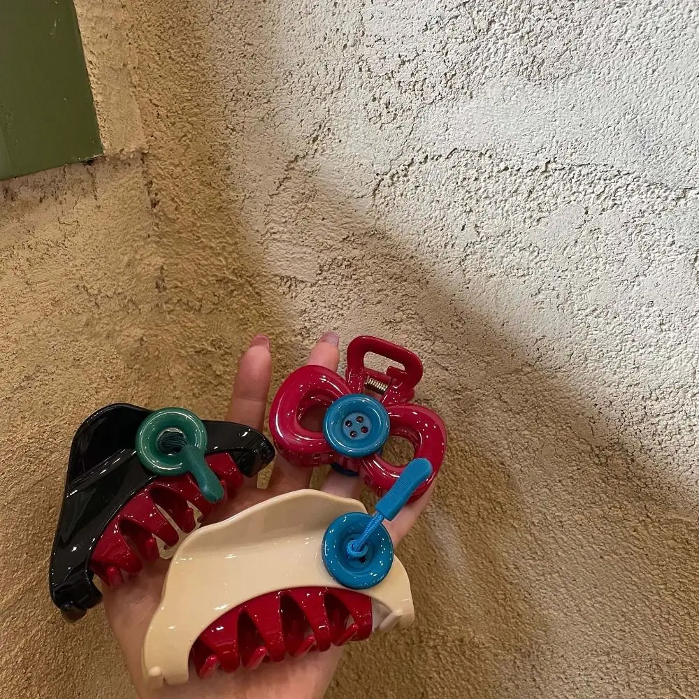 

Korean Style Button Hair Claw Ponytail Hairpin Shark Clamp Bow Hair Clip Hair Accessories Fashion Design Acrylic Hair Claw