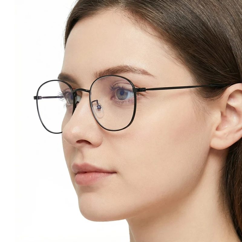 Luxus Kleine Metall Lesebrille Männer Frauen Klassische Schwarz Presbyopie Brille Männlichen Anti-blau Licht Multifokale Gläser – Detail 2