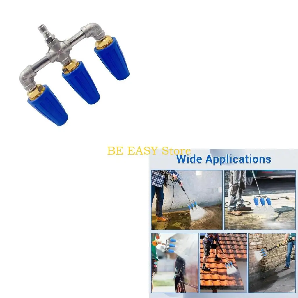 

E28F Тройная турбонасадка с вращением на 360° для моек высокого давления Прочная насадка для чистки Надежный помощник при уборке