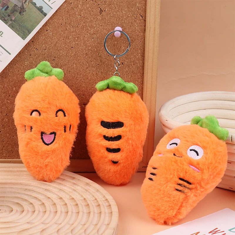 Fashion Cartoon Carrot Plush Toy Keychain Cute Soft Stuffed Doll Pendant Car Key Ring Backpack Bag Decor Kid Gift