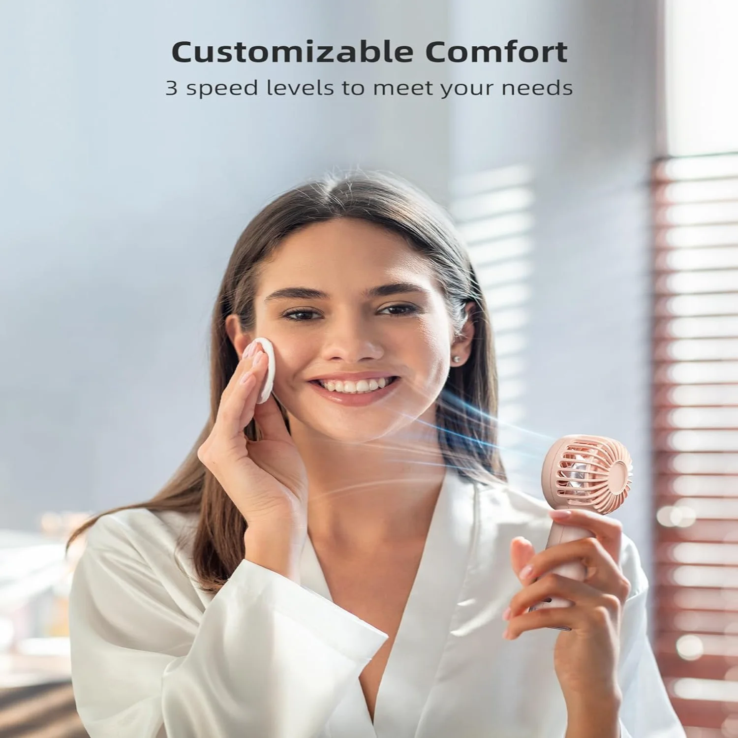 مروحة تبريد محمولة، مروحة تعمل بالبطارية مع خطاف، 10 ساعات، تبريد ثلج، 3 سرعات رياح، مروحة جيب محمولة للسفر الداخلي